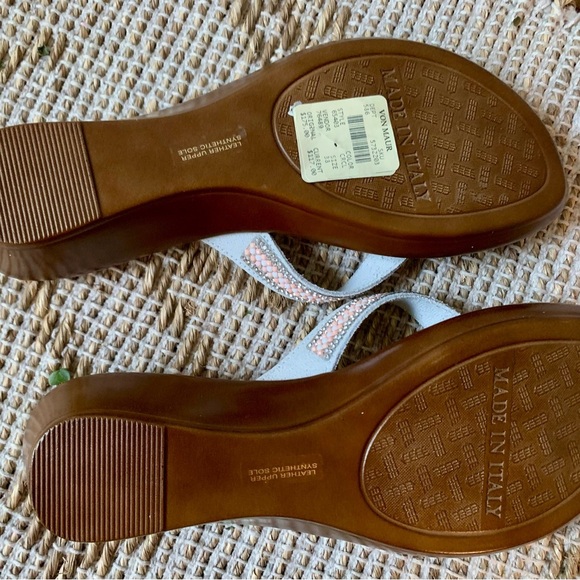 Italian Shoemakers Tan and Peach Wedge Sandals - Picture 2 of 14